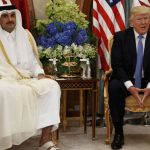 L'émir du Qatar Tamim Bin Hamad Al-Thani avec le président américain Donald Trump. D. R.